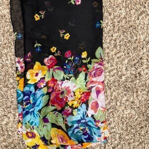 Black Floral Printed Scarf - Bright Multicolor Blooms